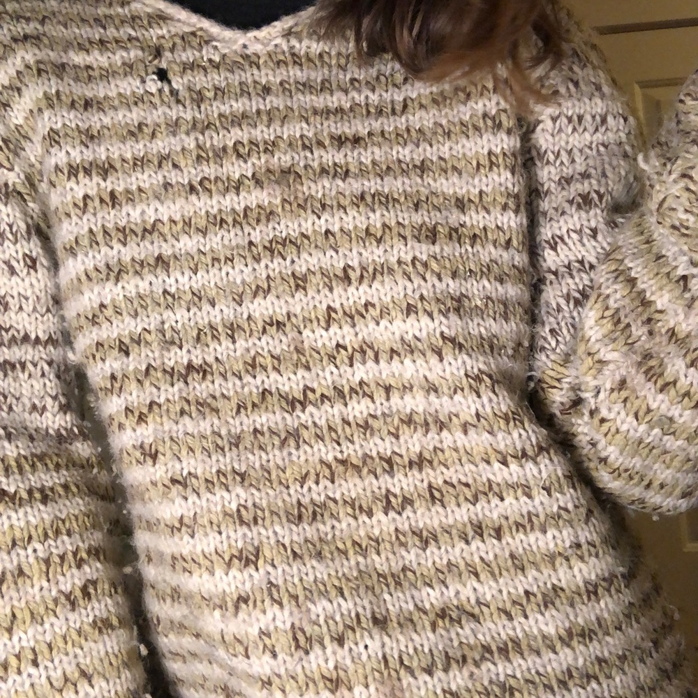 Vintage hand knit striped wool sweater - Picture 5 of 10